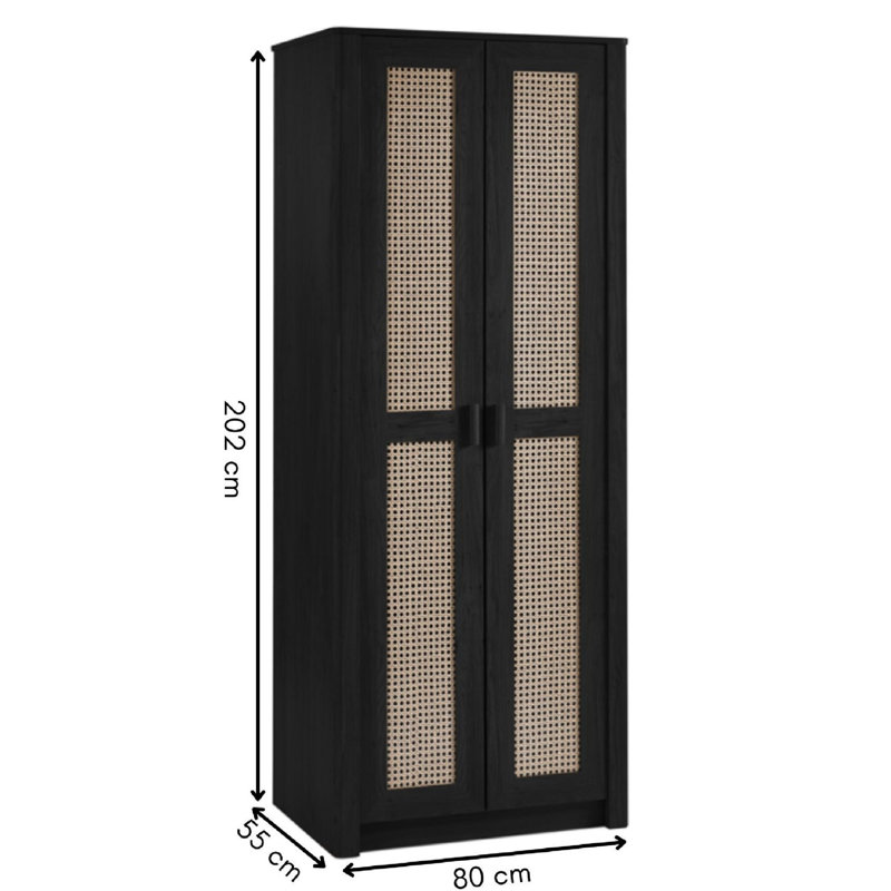 Albelo 2 Door Manufactured Wood Wardrobe, Black