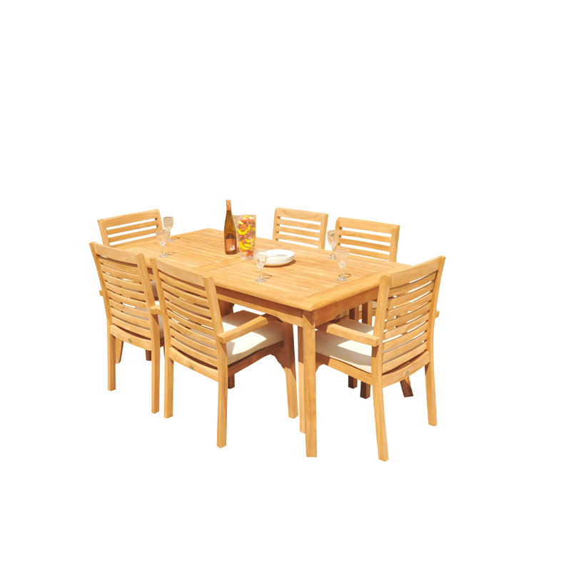 Cimah 6 - Person Teak Wood Patio Dining Set with Rectangular Table