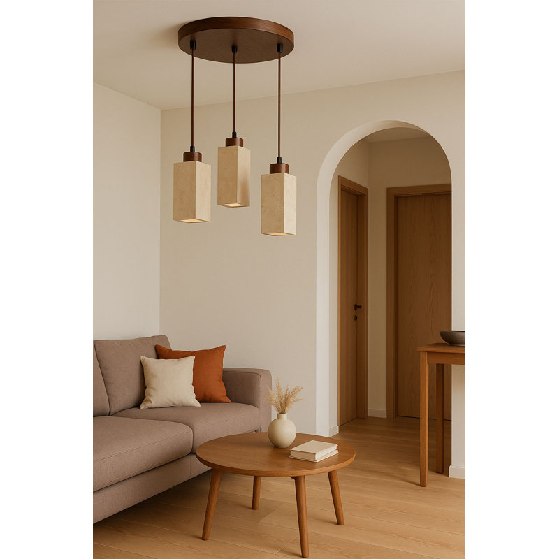 Lustre, Noyer / beige, Trois lumières