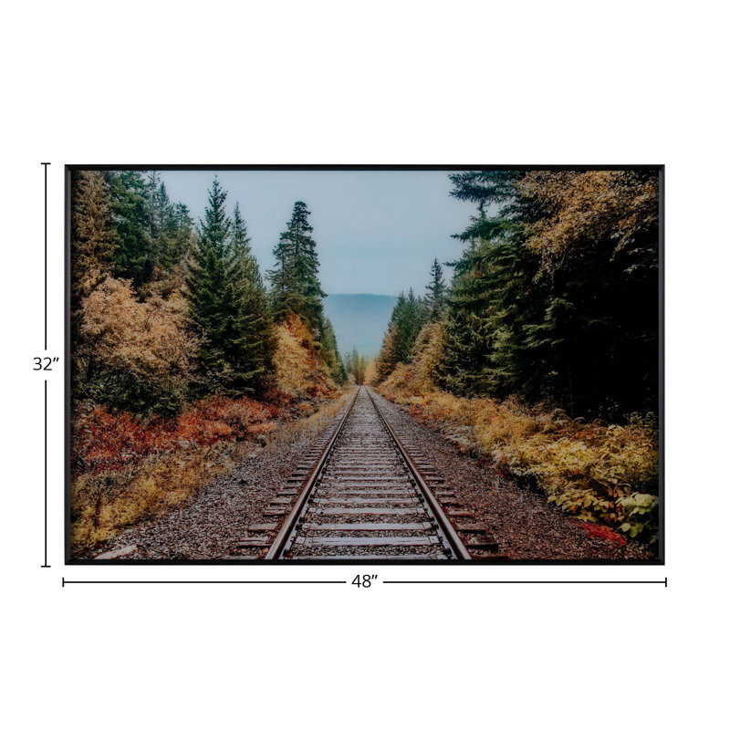 «Autumn Tracks Rustic Landscape», reproduction d'art encadrée sur verre