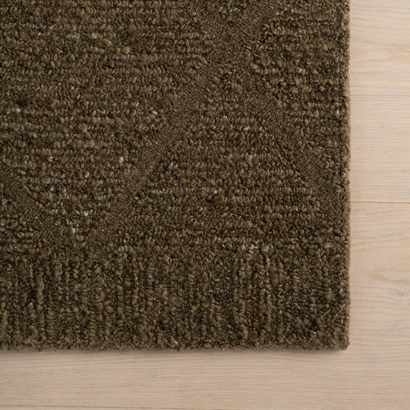 Julina Trellis Bohemian Wool Area Rug, Rectangle 3' x 5', Green