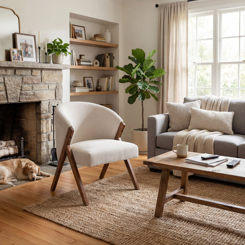 Modern Velvet Fabric Accent Chairs With Solid Wood Frame, Upholstered Chairs For Living Room Or Reading Corner Beige, Beige