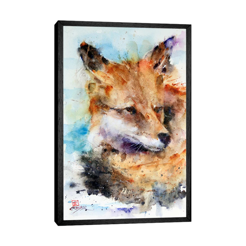 Fox by Dean Crouser - Floater Frame Painting on Canvas, Black