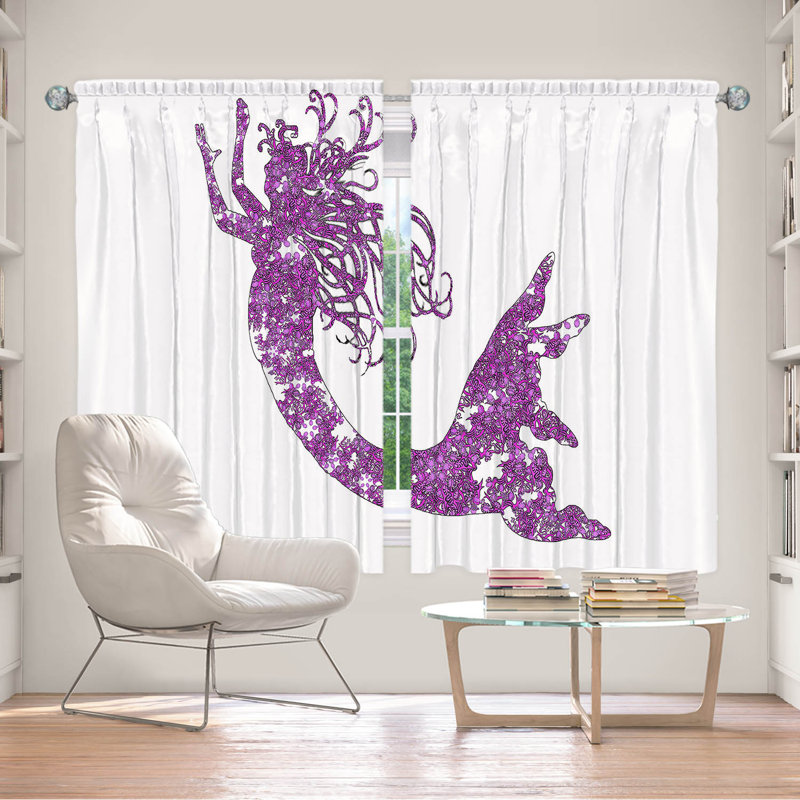 Paire de rideaux obscurcissant en polyester Rossy, L 40 po x L 61 po, Mauve / Blanc