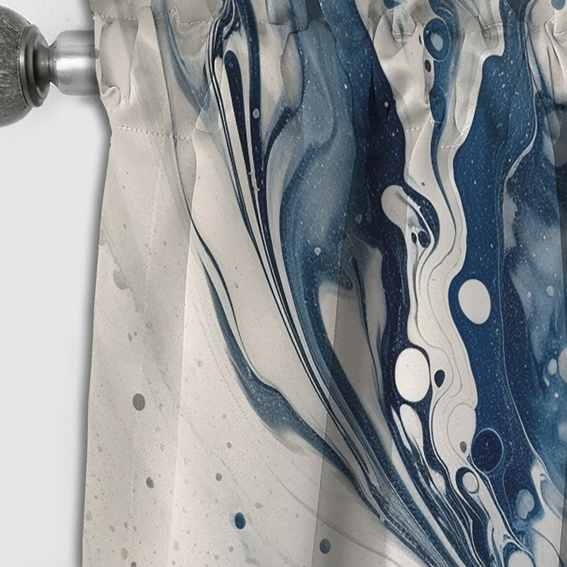 Elixir IV bleu et gris - Rideau abstrait - Rideau abstrait occultant - 1 panneaux, L 52 po x L 90 po