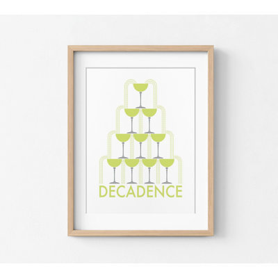 Lime Poster Print Champagne Glasses Decor, Decadende Sign Night Club Wall Art, Brunch Cafeteria Decor Idea, Mimosa Inspired Decor