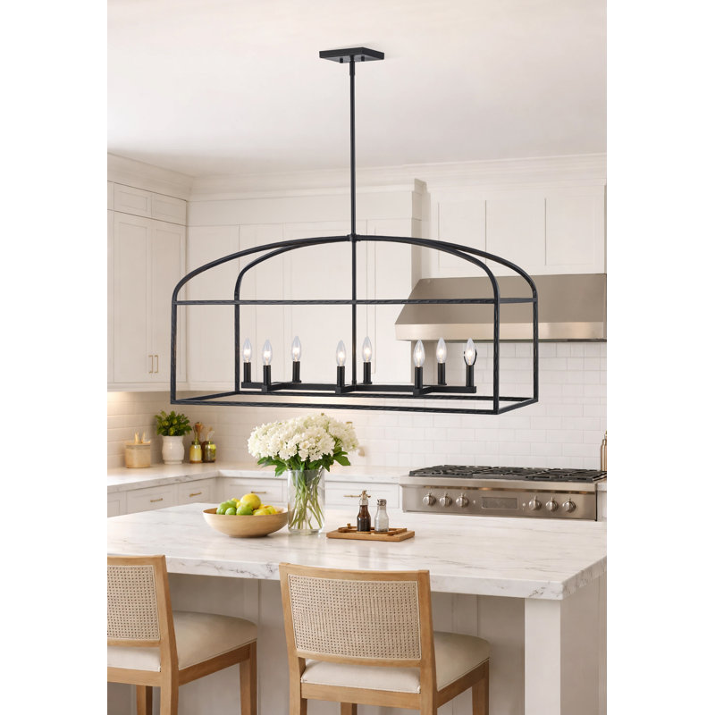 Luminaire suspendu cage à 8 lumières Birdy, Noir