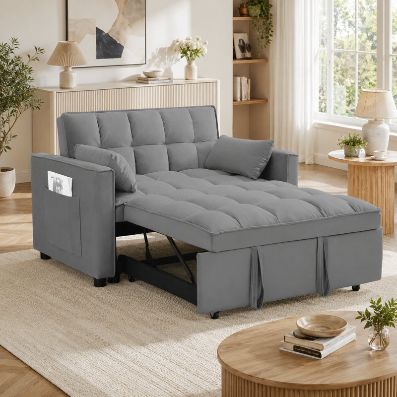 Canapé-lit convertible de 55,1 pouces, Gris