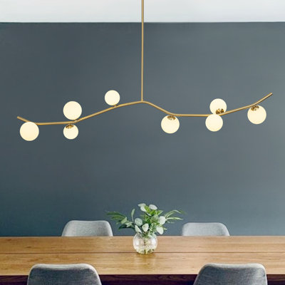Litzzy 8 - Light Sputnik Modern Glass Globe Kitchen Island Linear Pendant