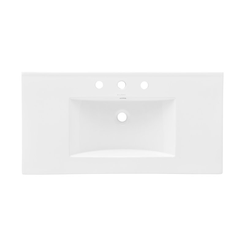Dessus de meuble-lavabo en céramique, 8 po, Blanc lustré