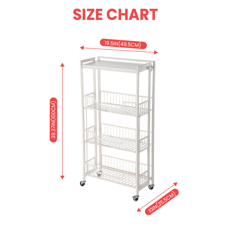 100.1cm H x 49.5cm W Utility Cart, White