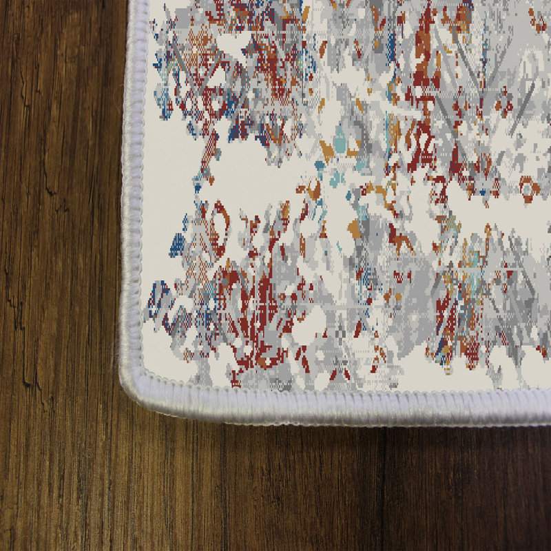 Phaedra Machine Made Power Loomed Polyester Area Rug in Gray/Ivory, Rectangle 5'11" x 9'2"