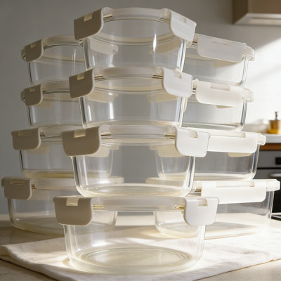 24-Piece Glass Food Storage Container Set With Leak-Proof Lids | Airtight Meal Prep & Bento Lunch Boxes | Microwave, Oven & Freezer Safe | BPA-Free
