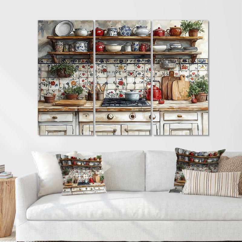 «Gray Country Kitchen Rustic Charm II», ensemble d'art mural, H 28 po x l 36 po x P 1 po, Métal