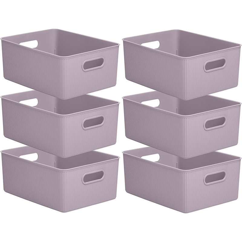 Ensemble de boîtes en plastique nervuré, 6, Lilac