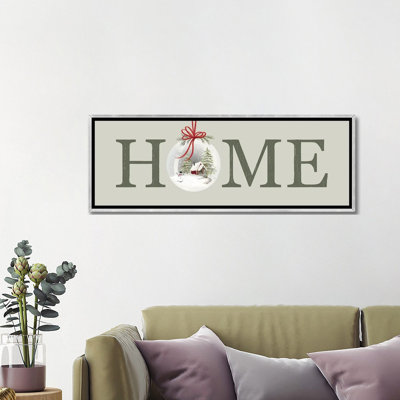 Signe de Noël à la maison - reproduction d'art murale - toile encadrée