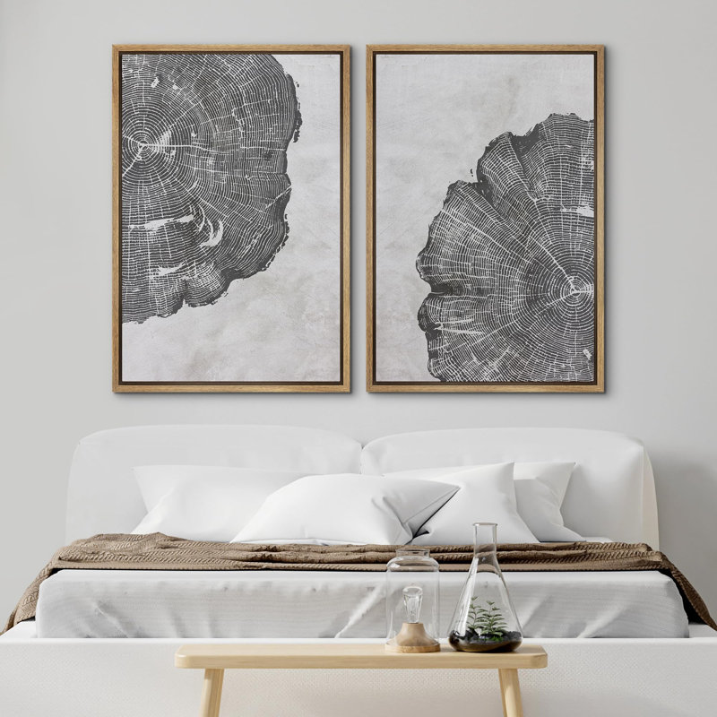 Motif d'anneau d'arbre rustique, illustrations, art moderne, décor contemporain, Encadré naturel, H 36 po x l 24 po