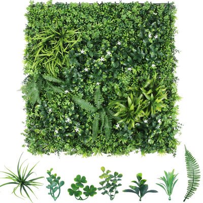 3-Piece 39.4'' x 39.4'' PE Artificial Grass Privacy Screens, Mixed Foliage Wall Panels for Garden, Patio & Wedding Backdrop