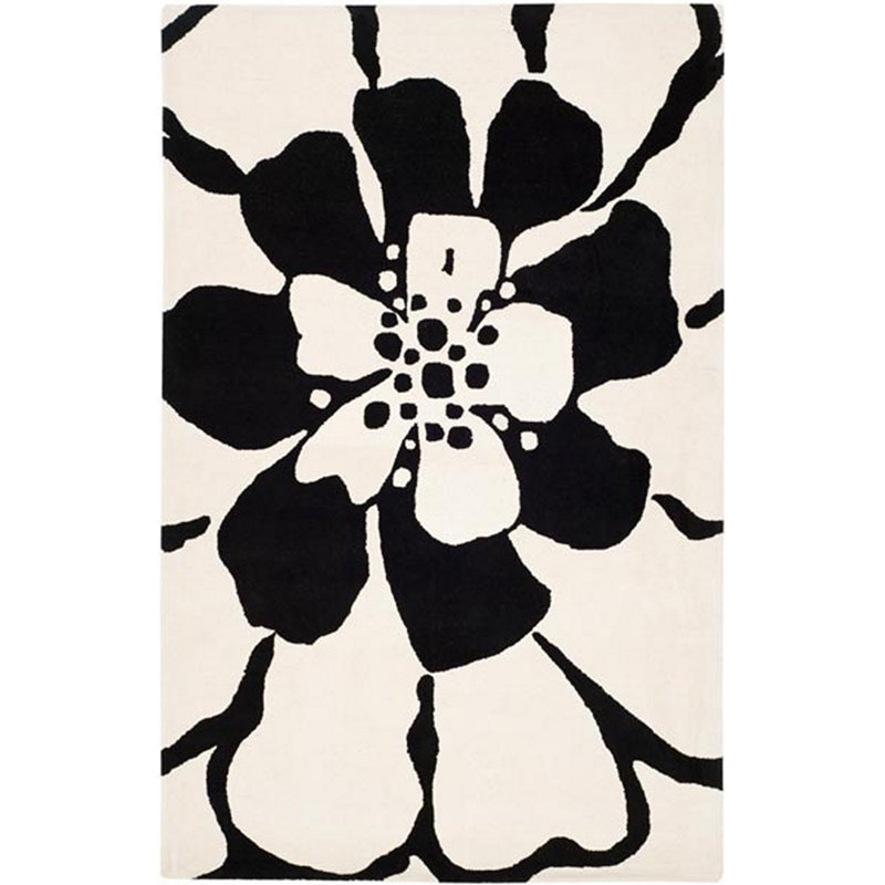 Soho Hand Tufted Wool And Viscose Floral Rug, Rectangle 5' x 8'