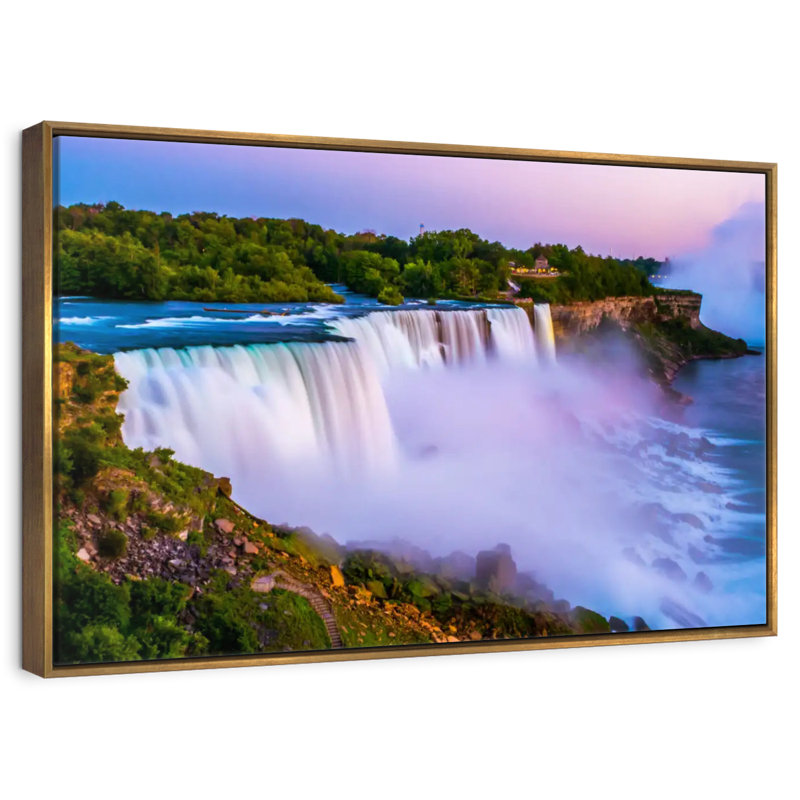 Soirée aux chutes du Niagara, 46 po x 31 po, Cadre flottant doré