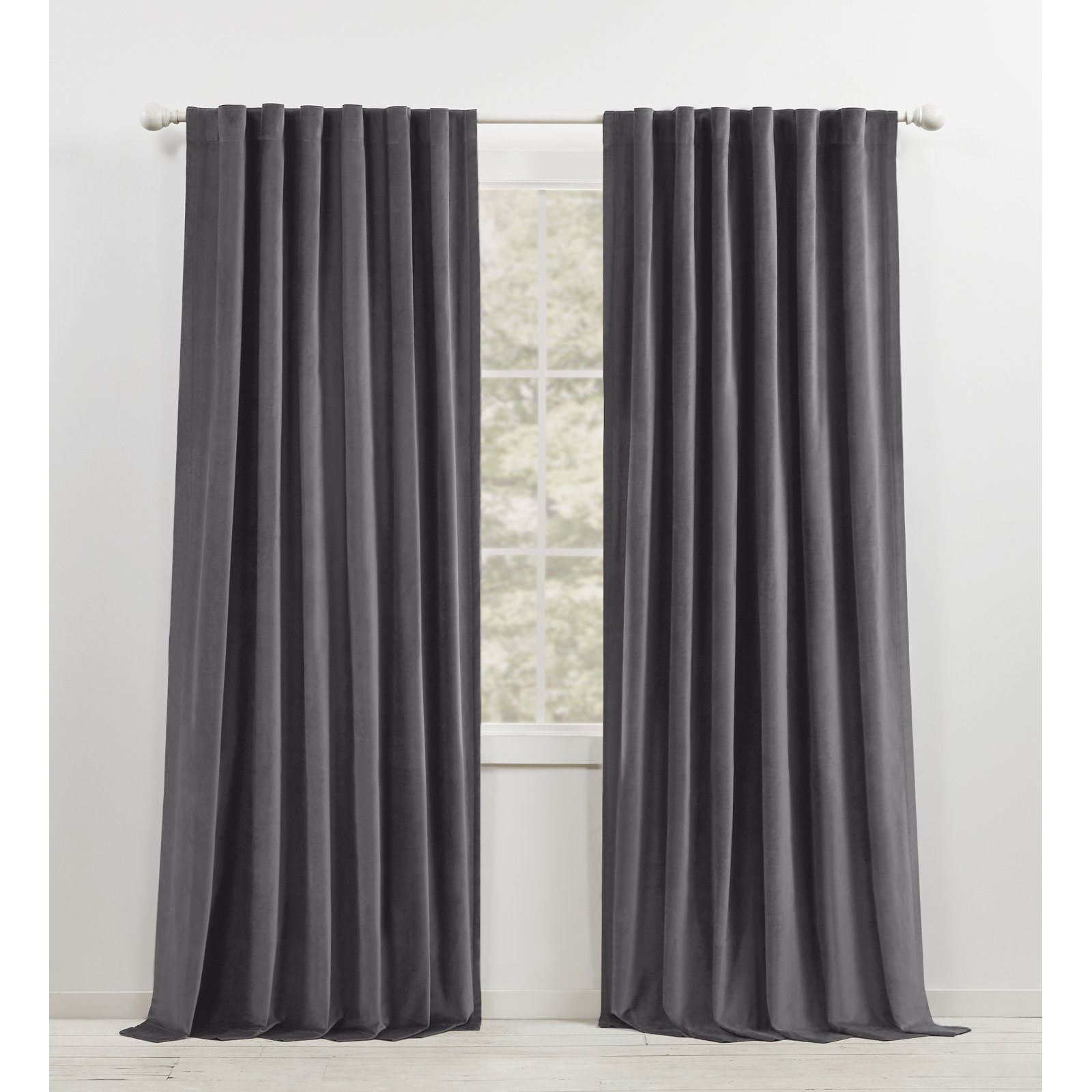 Lauren Ralph Lauren Room Darkening Velvet Panel, 52" x 84", Charcoal