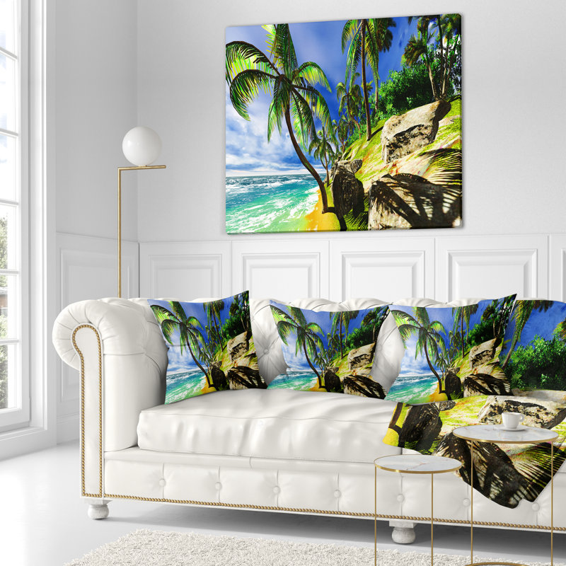 Coussin Seascape Palmiers à Hawaï, 16 po x 1 po, Coussin décoratif