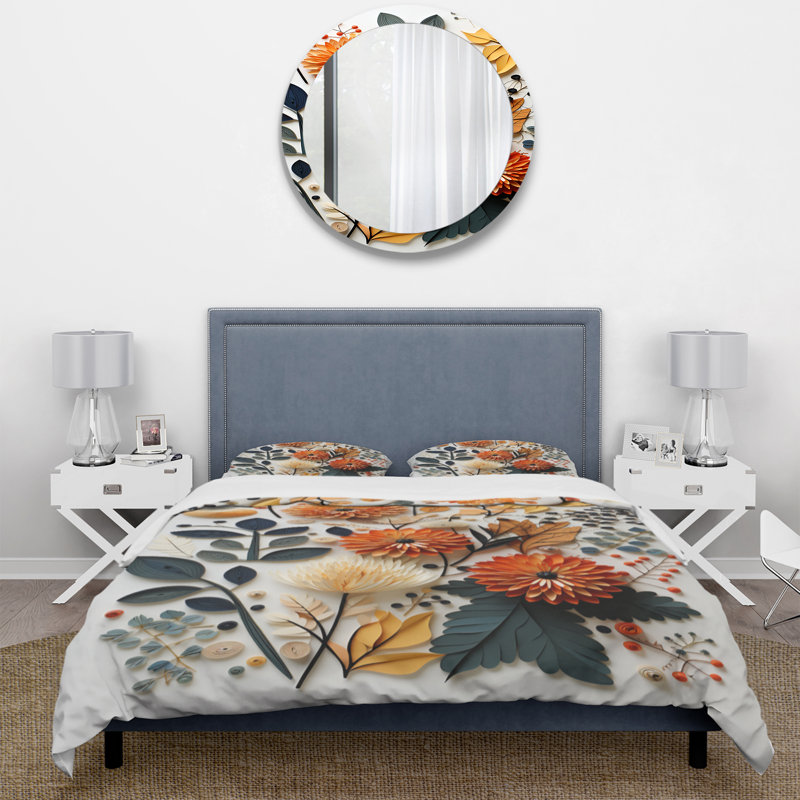 Ensemble de housse de couette en microfibre / polyester coloré Mid Century Mid-Century Botanicals II
