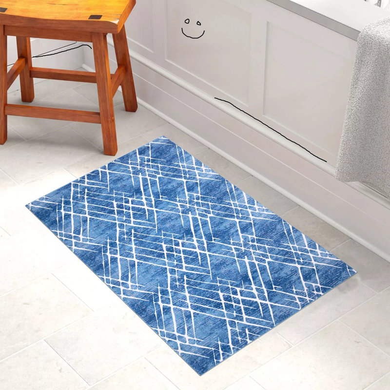 Alainah Geometric Indoor Doormat, Blue, 110 cm L x 60 cm W