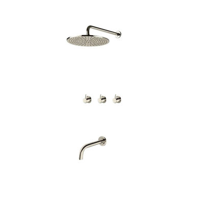 Oceana Rainfall Shower Set with Wall Mounted Faucet and Handheld Spray Feature