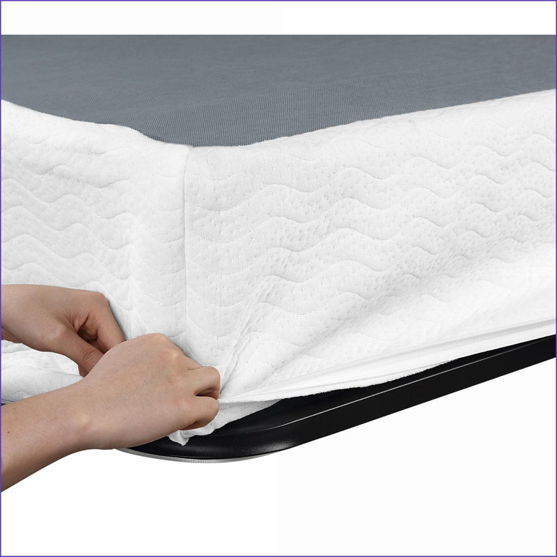 California King Metal Mattress Foundation with Textured White Fabric Cover, 700lbs Capacity for Bedroom, California King