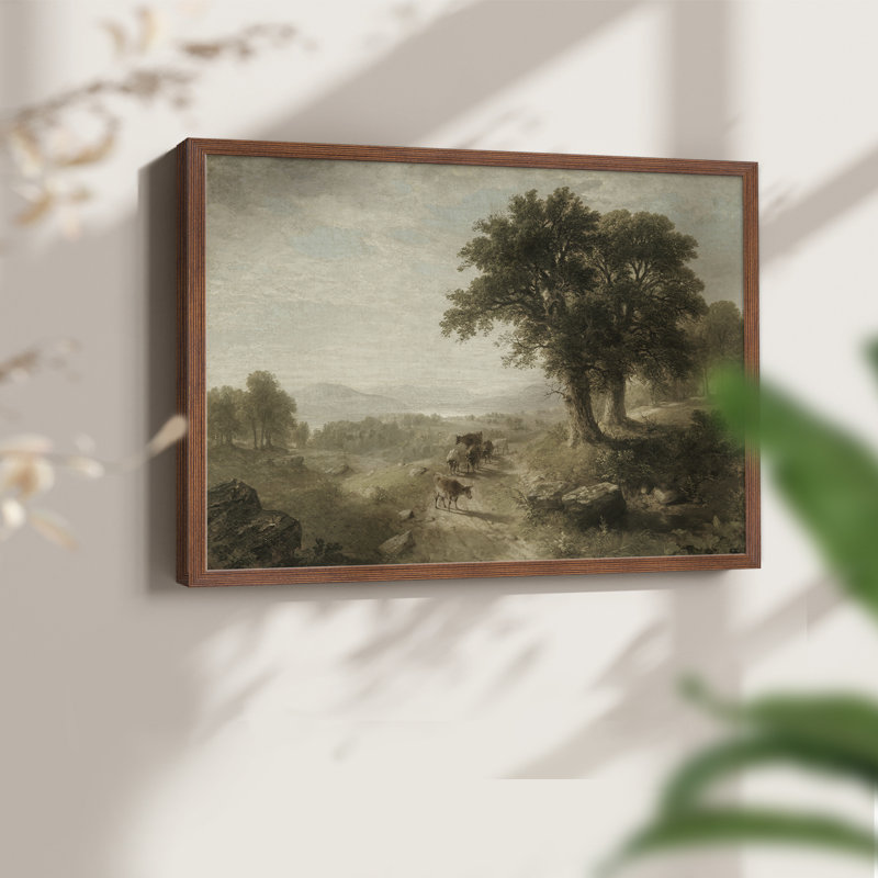 Paysages rétro-DCCIV-Reproduction encadrée - Restickable, H 22 po x l 28 po, Noyer