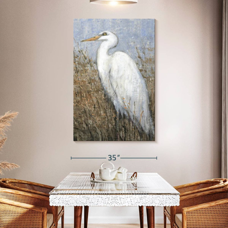 Brampt White Heron II, 51" H x 34" W