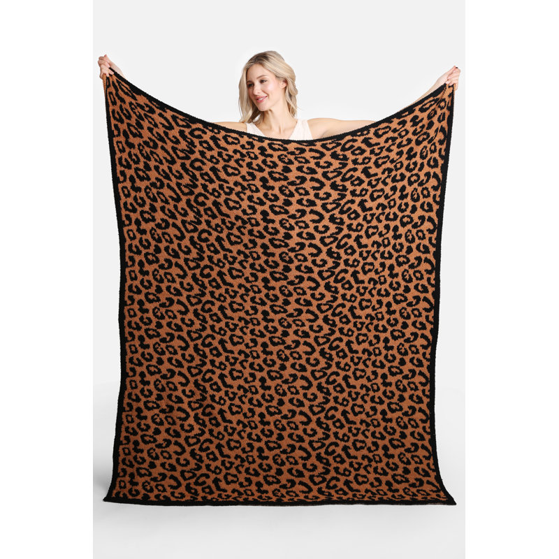 Leopard Pattern Luxury Soft Throw Blanket, Black