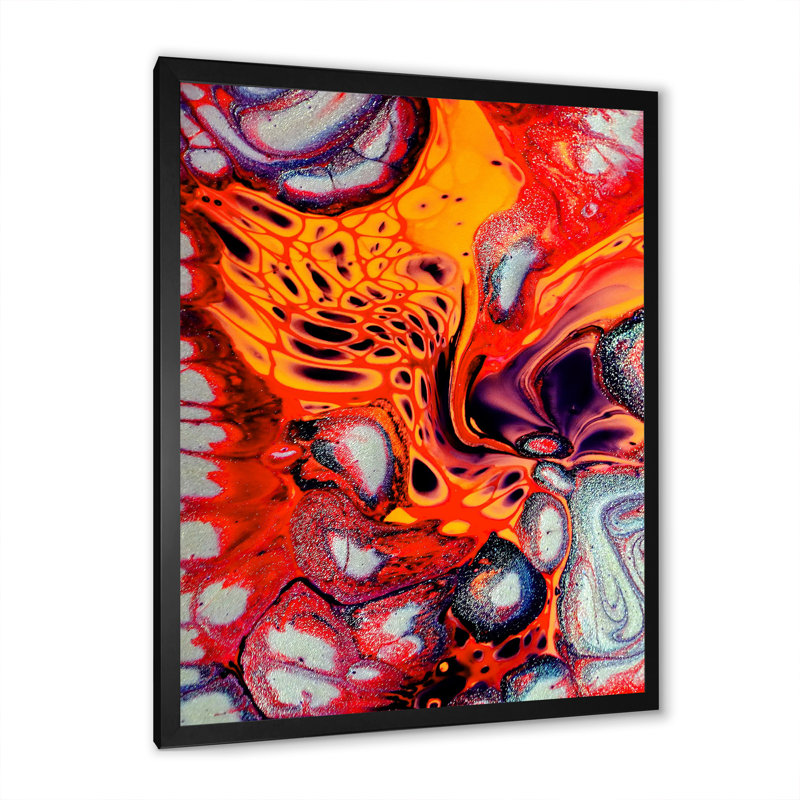 «Colorful Mixed Abstract Fluid XV», art mural moderne sur toile, Cadre noir, H 20 po x l 12 po x P 1 po