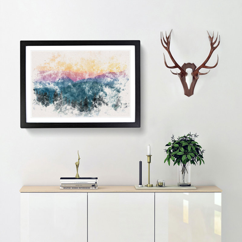 Mount Rainer in Seattle - Framed Print, 45cm H x 63cm W x 2cm D, Black Framed
