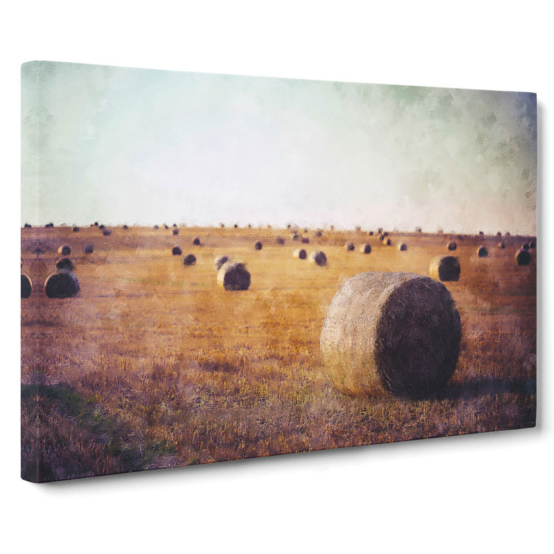 Hay Bales - Wrapped Canvas Graphic Art, 40cm H x 60cm W x 3cm D