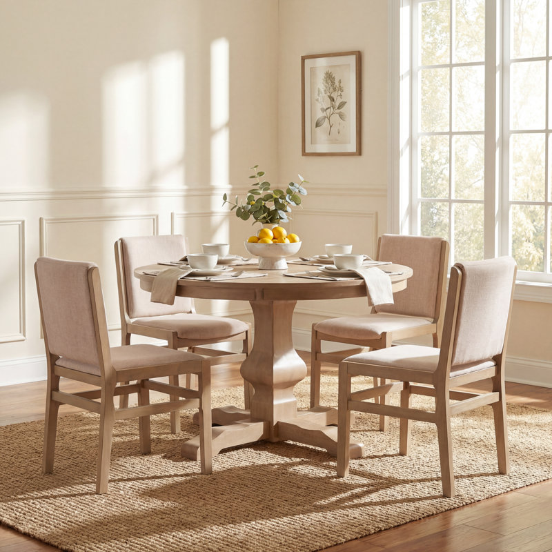 Chaises d'appoint Alagie, Frêne clair, Beige, Ensemble de 4