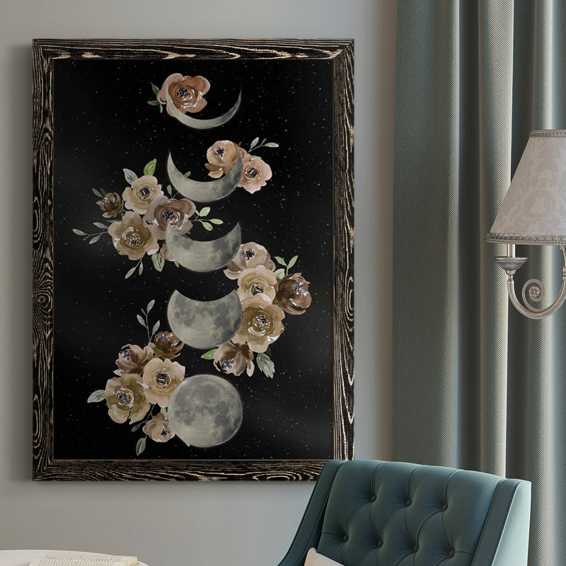 Bohemian Lunar Phases, reproduction d'art sur toile, H 43,5 po x l 31,5 po x P 1 po, Cadre noir