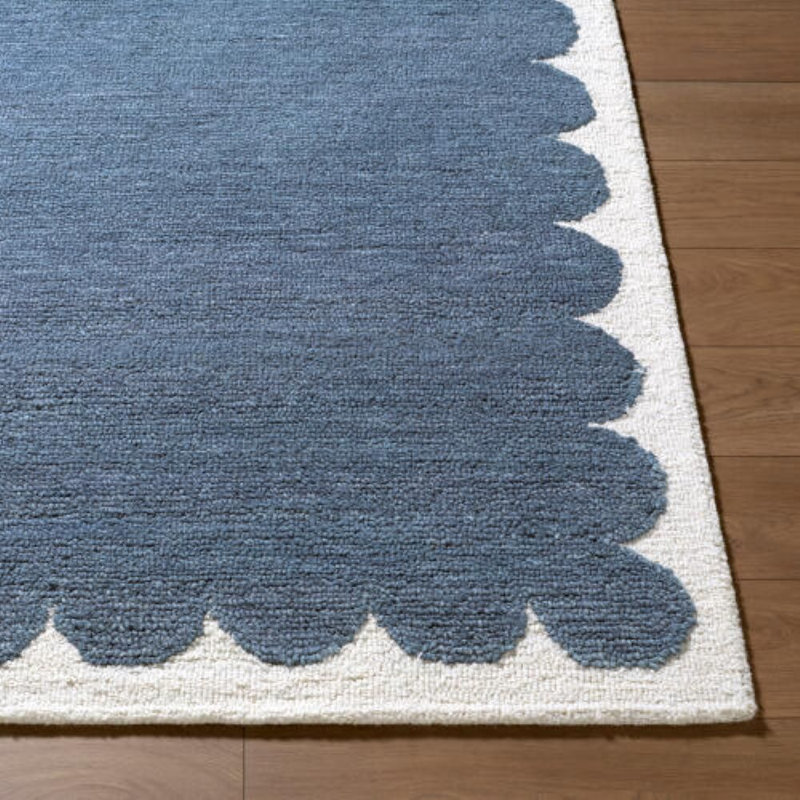 Long Island Handmade Rug, Rectangle 6' x 9', Blue/Ivory