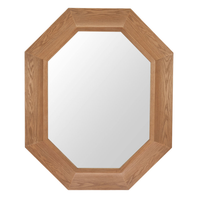 53" Natural Solid Wood Octagon Framed Accent Mirror