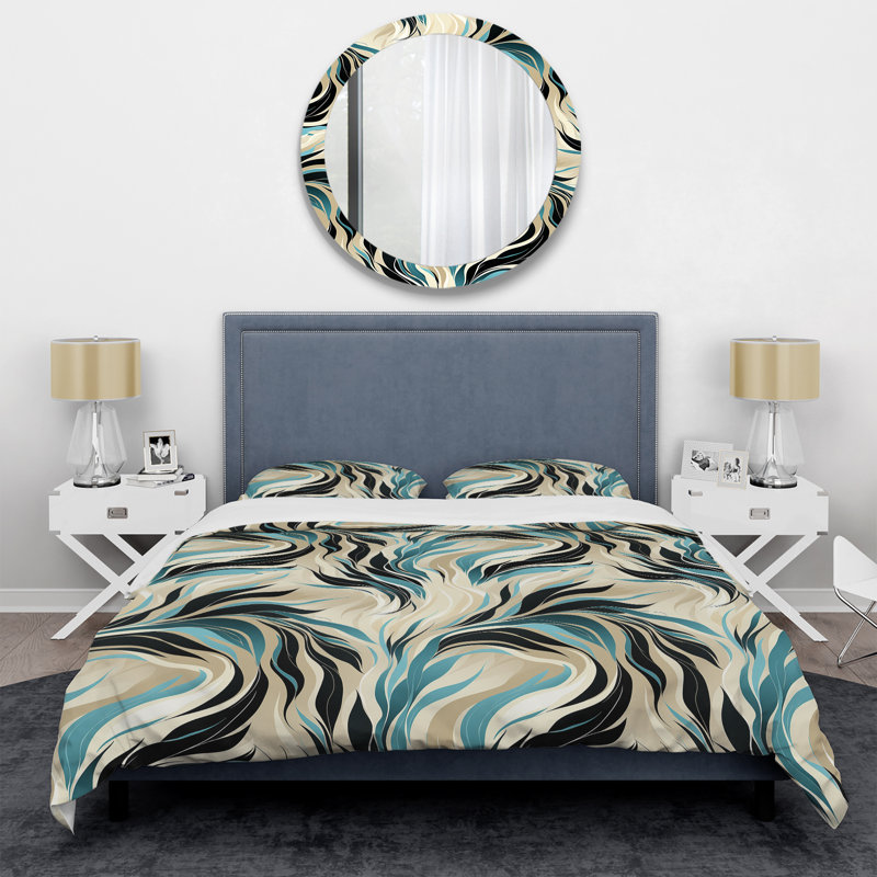 Ensemble de housse de couette bleu sarcelle et crème Natures Whispers, Housse de couette pour très grand lit et 2 très