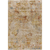 Abstract Machine Woven Polyester Area Rug in Beige/Gold/Rust