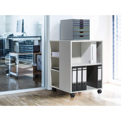 Durable 6 Shelve Office Filing Storage Trolley on Wheels | 75cm Grey 