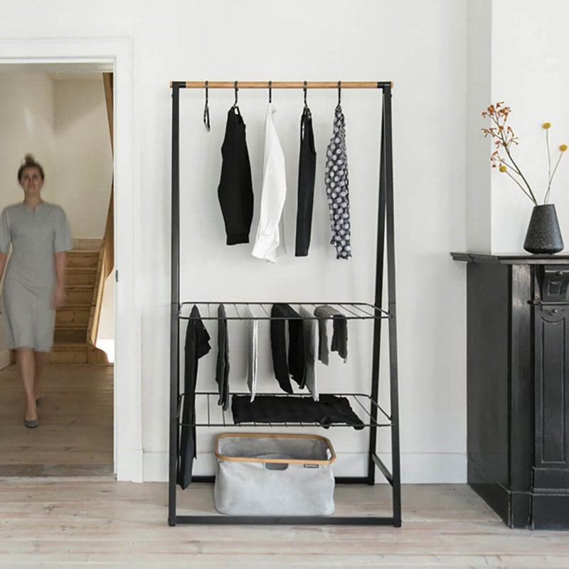 Brabantia Linn Clothes Rack, Black, 190cm H x 99.5cm W x 57cm D