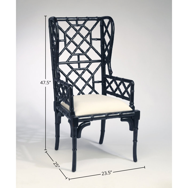 Hallam Chinese Chippendale Wingback Chair, Black