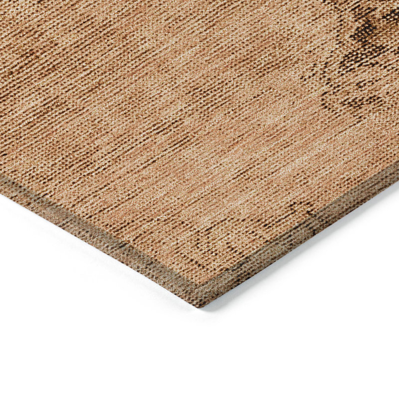 Tapis oriental lavable intérieur orange et brun 9 pi x 12 pi cuivre