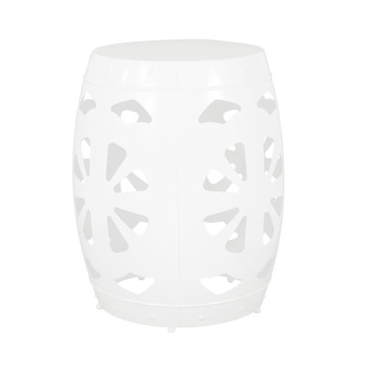 White Iron Cut Design Accent Table - No Assembly, Modern In Construction, Assembly