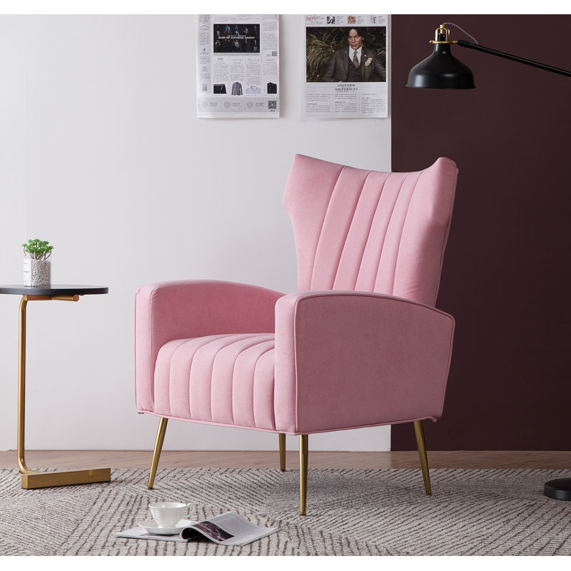 Fauteuil à oreilles Floreal de 27,5 po de large Floreal, Rose