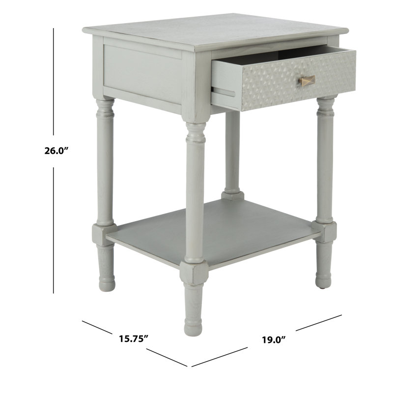 Peters End Table with Storage, Distressed Grey
