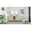 Meuble-lavabo mural 60 po à double cuve - 5 options de couleur de cuve (motifs blanc / noir / marbre) + armoire en bois clair et tablette centrale ouverte (type D)-1750170069